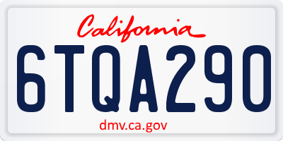 CA license plate 6TQA290