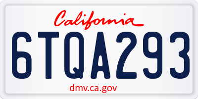 CA license plate 6TQA293