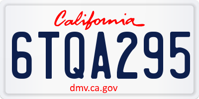 CA license plate 6TQA295