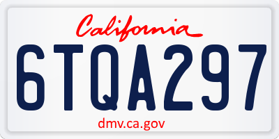 CA license plate 6TQA297