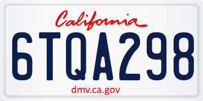 CA license plate 6TQA298