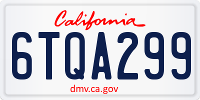 CA license plate 6TQA299