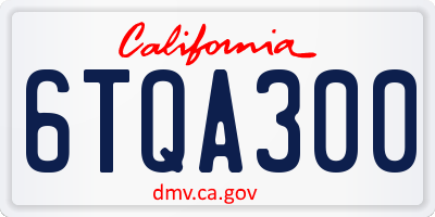 CA license plate 6TQA300