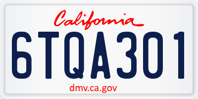 CA license plate 6TQA301