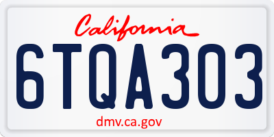 CA license plate 6TQA303