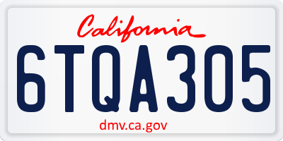 CA license plate 6TQA305