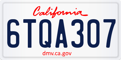 CA license plate 6TQA307