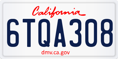 CA license plate 6TQA308