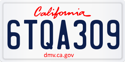 CA license plate 6TQA309