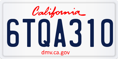 CA license plate 6TQA310