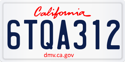 CA license plate 6TQA312