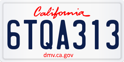 CA license plate 6TQA313