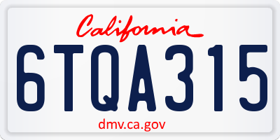 CA license plate 6TQA315