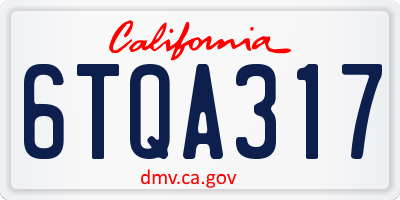 CA license plate 6TQA317