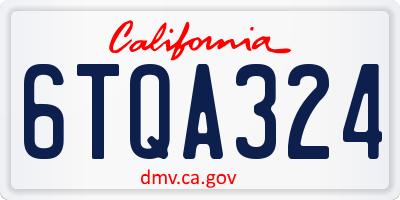 CA license plate 6TQA324