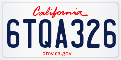 CA license plate 6TQA326