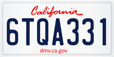 CA license plate 6TQA331