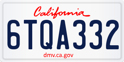 CA license plate 6TQA332