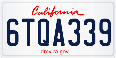 CA license plate 6TQA339