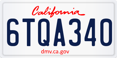 CA license plate 6TQA340