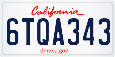 CA license plate 6TQA343