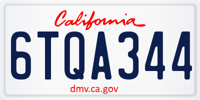 CA license plate 6TQA344