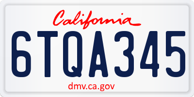 CA license plate 6TQA345