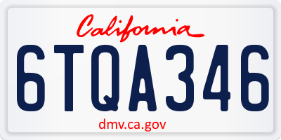CA license plate 6TQA346