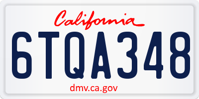 CA license plate 6TQA348