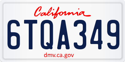 CA license plate 6TQA349