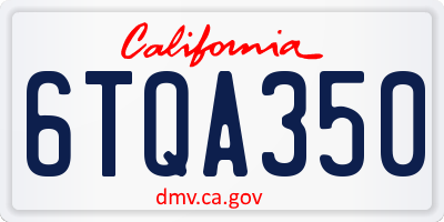 CA license plate 6TQA350