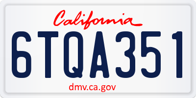 CA license plate 6TQA351