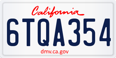 CA license plate 6TQA354