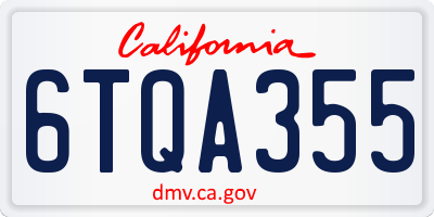 CA license plate 6TQA355