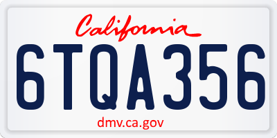 CA license plate 6TQA356