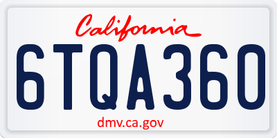 CA license plate 6TQA360