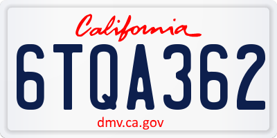 CA license plate 6TQA362