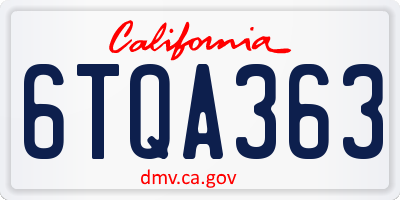 CA license plate 6TQA363