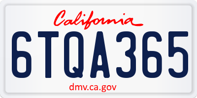 CA license plate 6TQA365