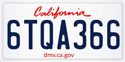 CA license plate 6TQA366