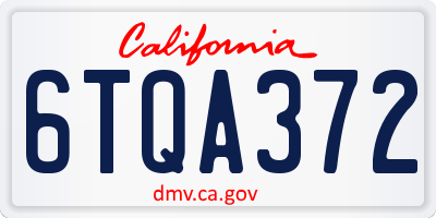 CA license plate 6TQA372