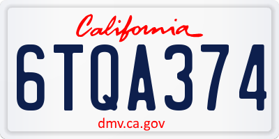 CA license plate 6TQA374