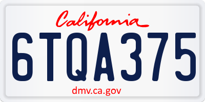 CA license plate 6TQA375