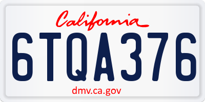 CA license plate 6TQA376