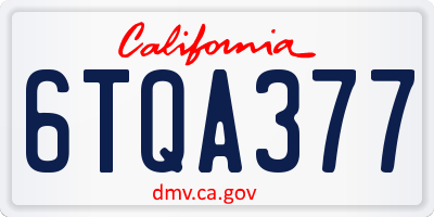 CA license plate 6TQA377