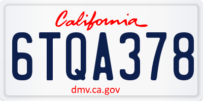 CA license plate 6TQA378