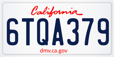 CA license plate 6TQA379