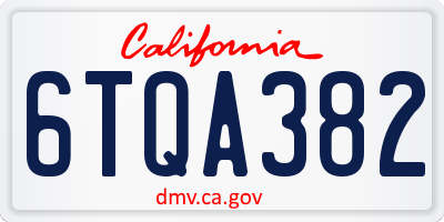 CA license plate 6TQA382