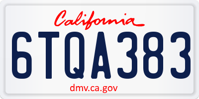 CA license plate 6TQA383