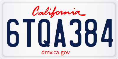 CA license plate 6TQA384